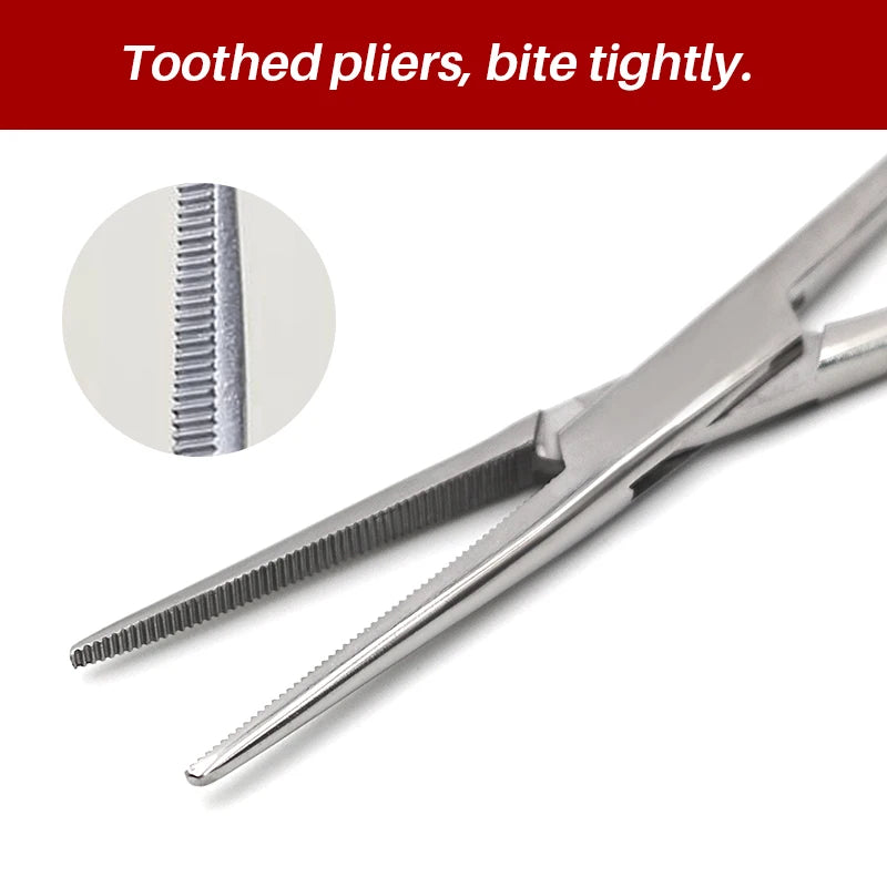 Stainless Steel Hemostatic Clamp Forceps – 18cm/16cm/14cm Straight & Curved Tips Surgical Tools