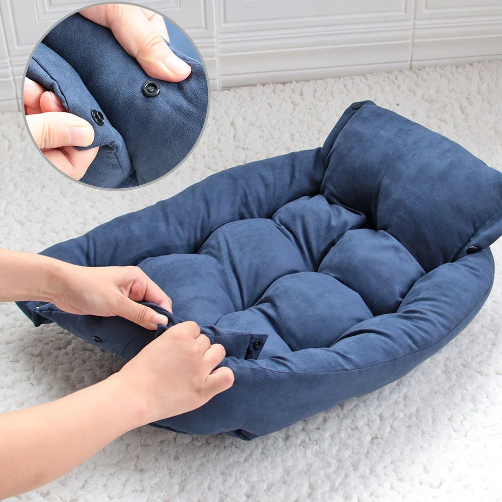 3-in-1 Multifunctional Dog & Cat Bed Mat – Convertible Pet Sofa, Sleeping Nest & Cushion for Winter
