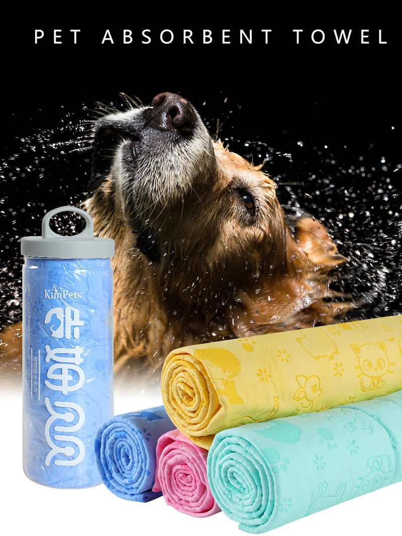 Synthetic Deerskin Pet Bath Towels – Quick-Drying, Lint-Free Towel with Storage Bucket