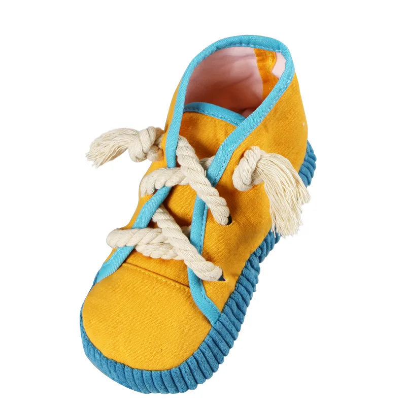 Shoe Plush Pet Toy – Squeaky Rope Chew for Dogs & Cats 👟🐾