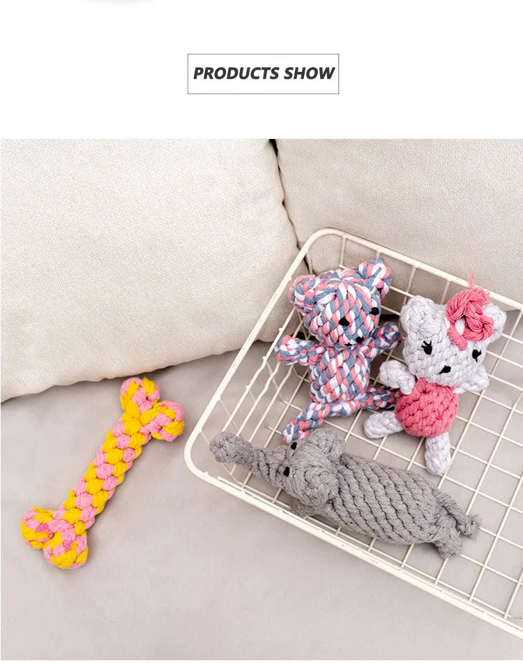 Bite-Resistant Rope Knot Ball Chew Toy for Small Dogs – Teeth Cleaning Puppy Toy