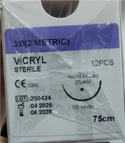 12pcs Absorbable Suture Thread with Needle – Veterinary PGA 75CM for Pet Surgery & Training (2/0 3/0 4/0 5/0)