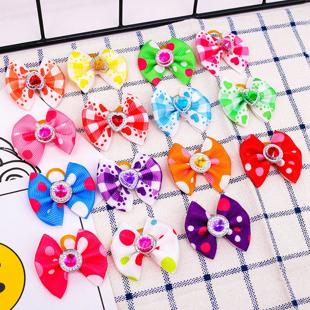 Dog Hair Bows 🎀 20pcs Summer Diamond Grooming Acce