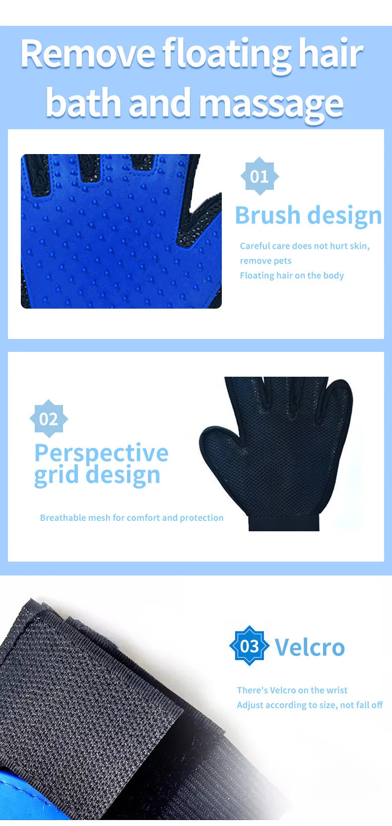 🧤 Hot-Selling Pet Hair Removal Glove – Grooming & Massage Brush for Cats & Dogs