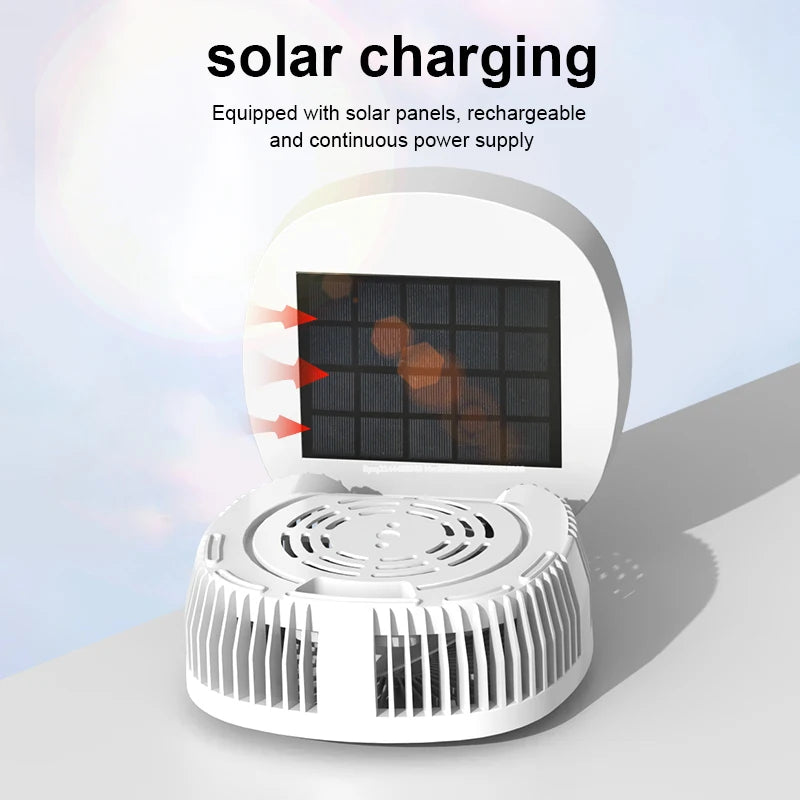 Outdoor Solar Camping Fan – 5 Speeds, LED Light, USB Rechargeable & Power Bank Function, Quiet Portable Electric Fan