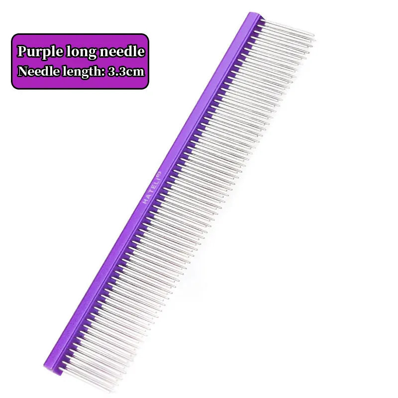 Double Row Dog & Cat Grooming Comb – Stainless Steel Pet Hairbrush for Shedding & Styling