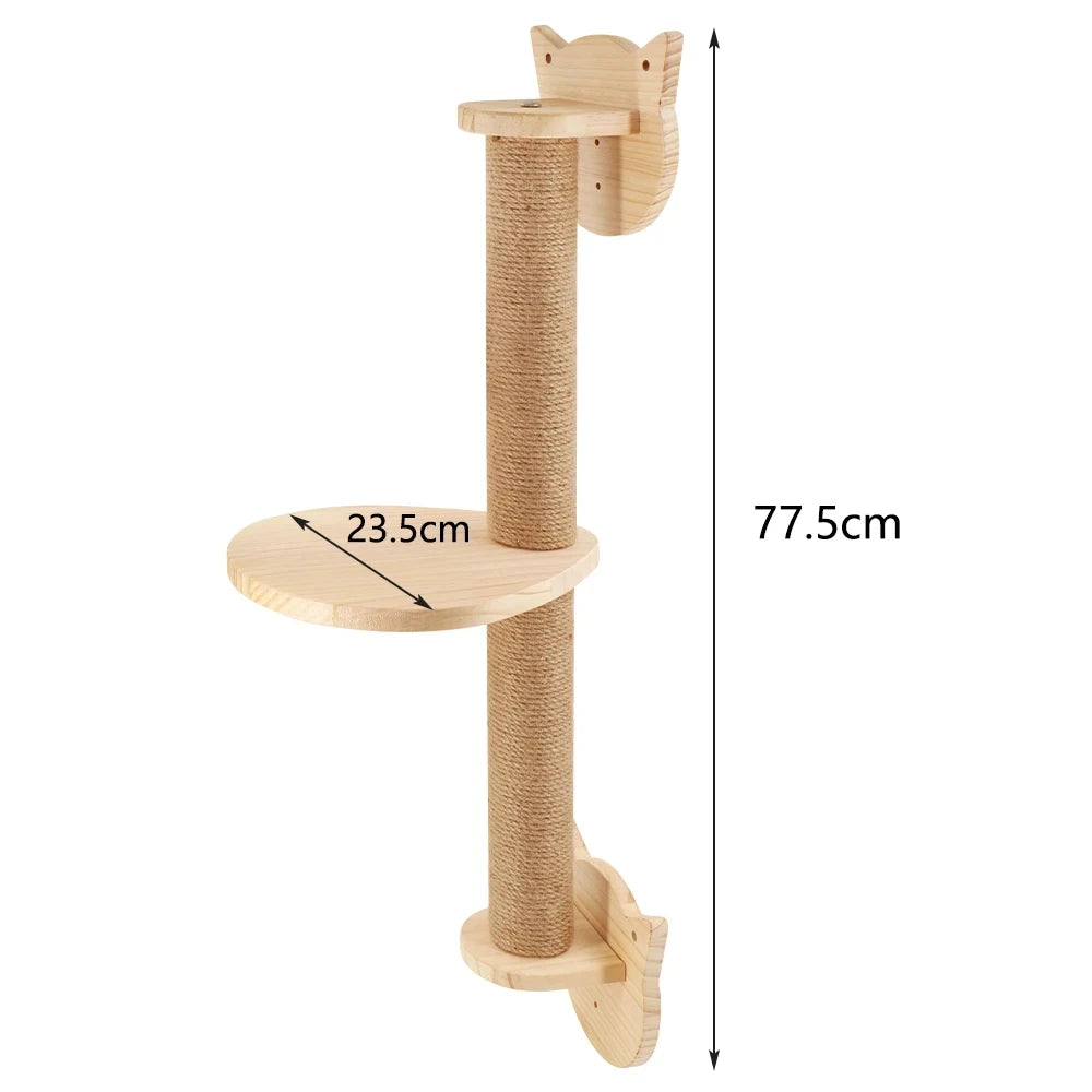 🐾 Wall-Mounted Cat Climbing Rope with Solid Wooden Pedals – Indoor Kitten Training & Claw Grinding Furniture