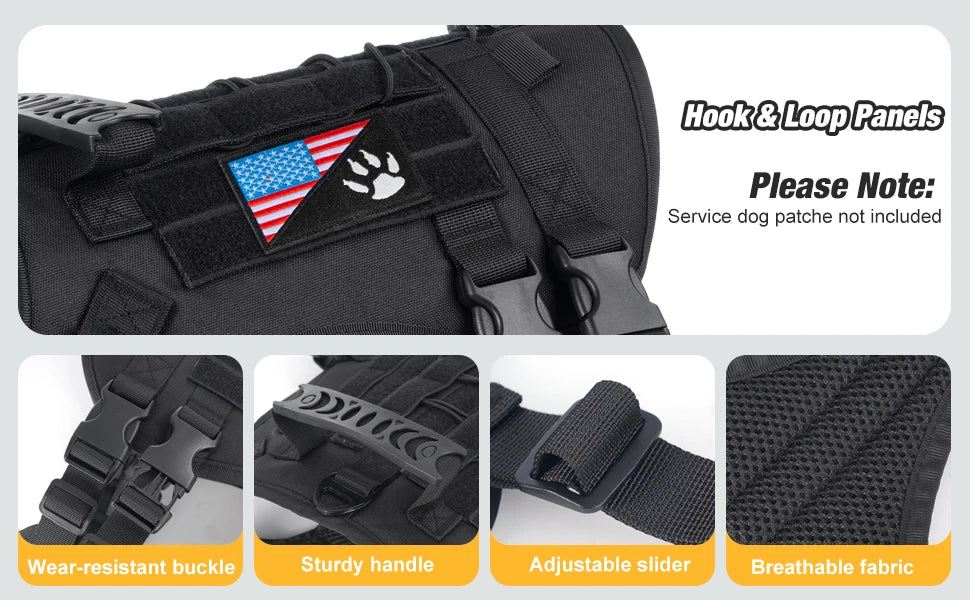 🛡️ Tactical Chest Strap Dog Harness – Heavy-Duty Outdoor Control for Large Dogs 🐕