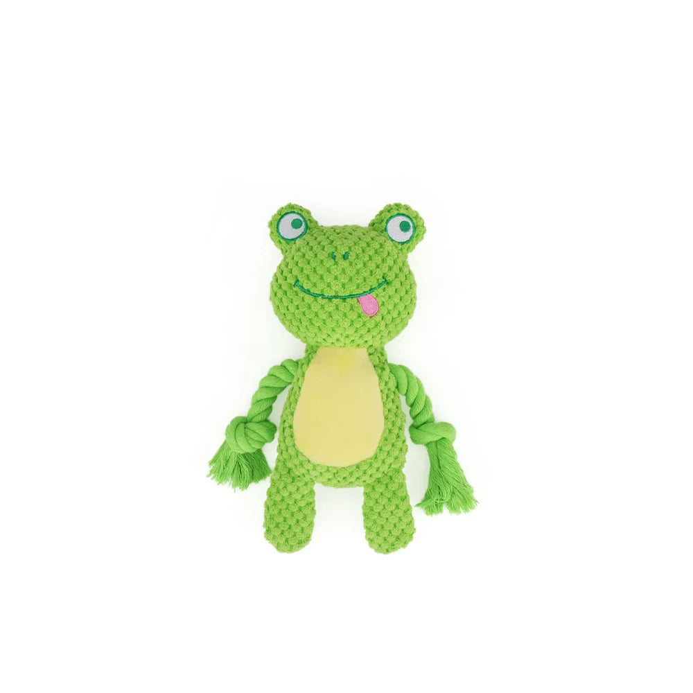 Animal Rope Plush Dog Toy – Rabbit & Monkey Squeaky Chew 🐾🧸