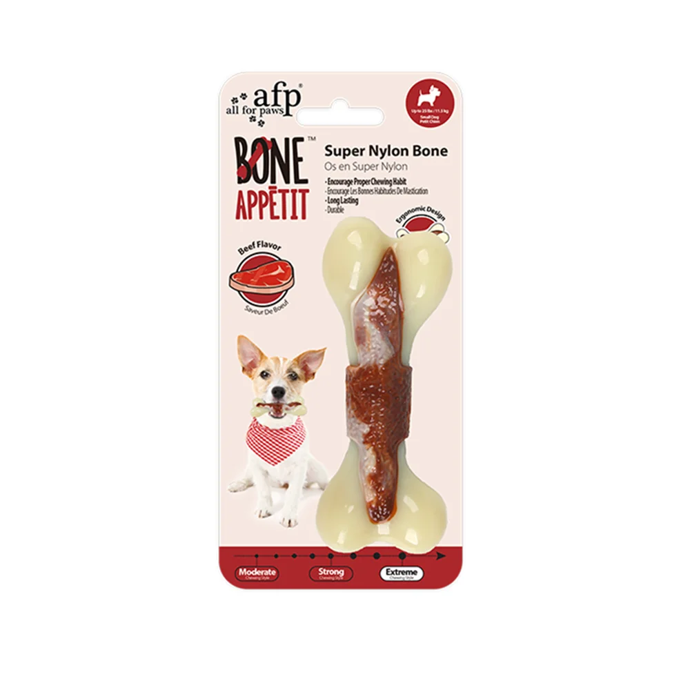 For Paws™ Nearly Indestructible Dog Bone – Beef-Flavored Nylon Chew Toy for Aggressive Chewers