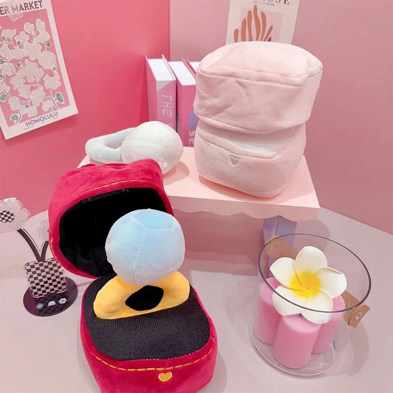 Big Diamond & Ring Box Plush Dog Toy – Cute Creative Engagement Ring Set for Dogs & Puppies