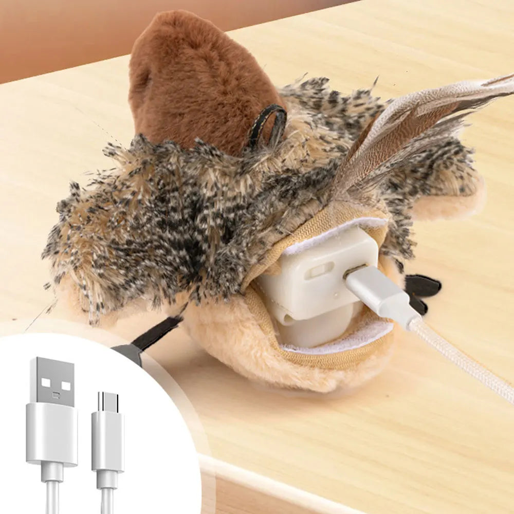 Remote Control Flying Bird Cat Toy – Interactive Catnip Sparrow with Flapping Wings & Chirping Sounds
