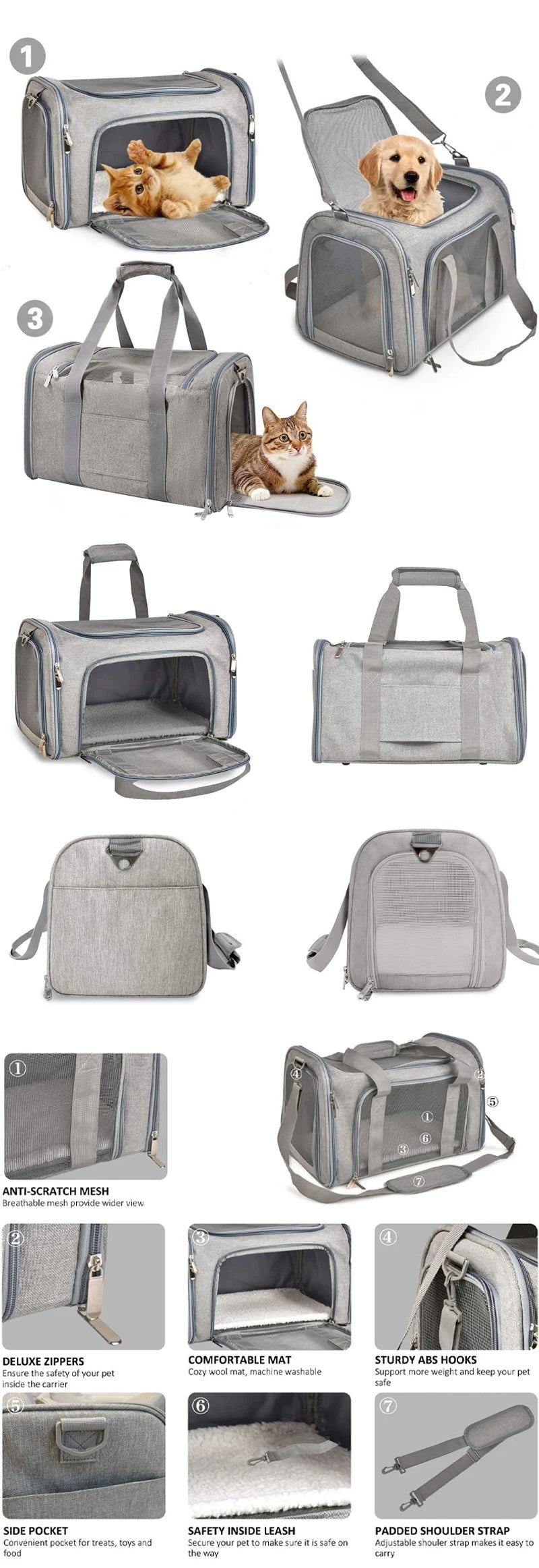 Portable Soft-Sided Pet Carrier Bag – Airline Approved Dog & Cat Travel Backpack for Outgoing Trips