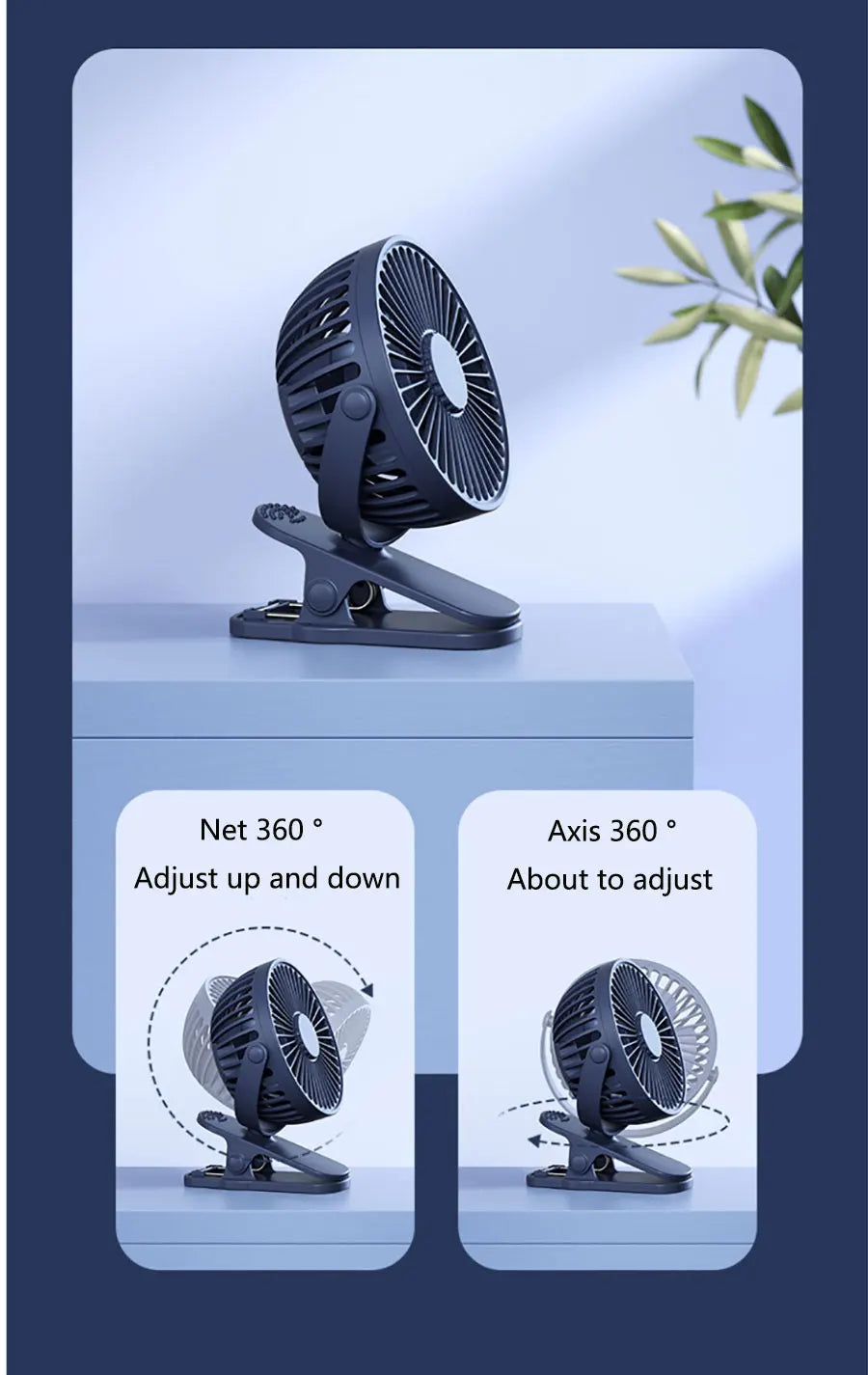 🌀 Xiaomi USB Handheld Clip Fan – Portable Rechargeable Mini Fan for Students & Travel