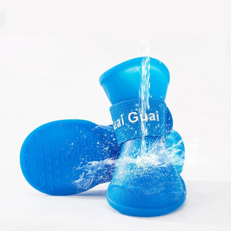 4Pcs Waterproof Dog Rain Shoes – Anti-Slip Rubber Boots for Small, Medium & Large Dogs