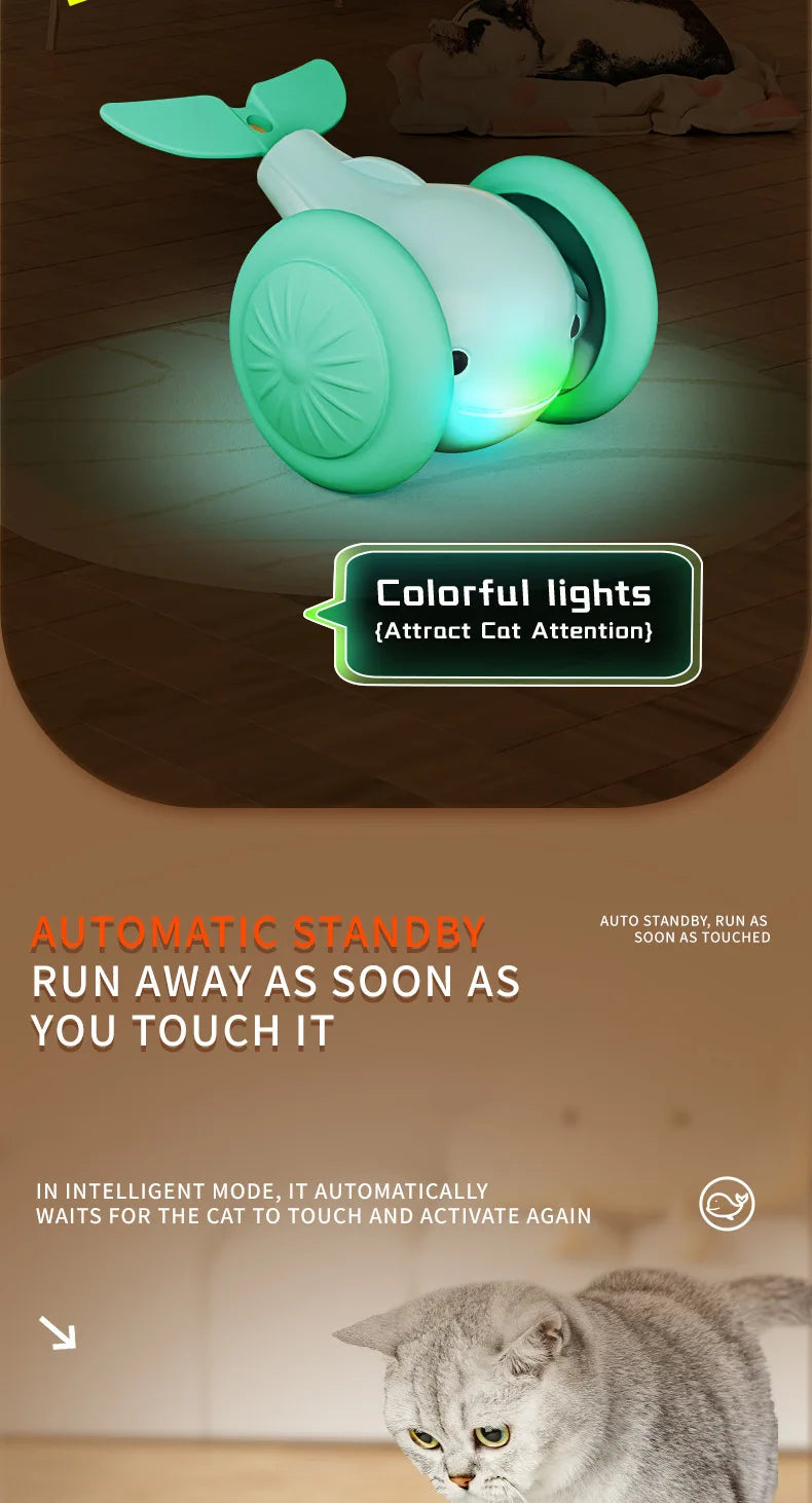 Interactive Electric Whale Cat Toy – Automatic Teaser Car with Obstacle Avoidance for Kittens