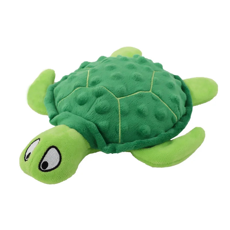 Turtle Plush Squeaky Dog Toy – No Stuffing, Crinkle & Chew 🐢🐶