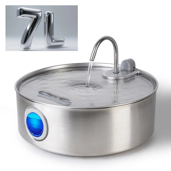 🐱 7L Stainless Steel Cat Water Fountain – Ultra-Quiet Pet Water Dispenser with Filter