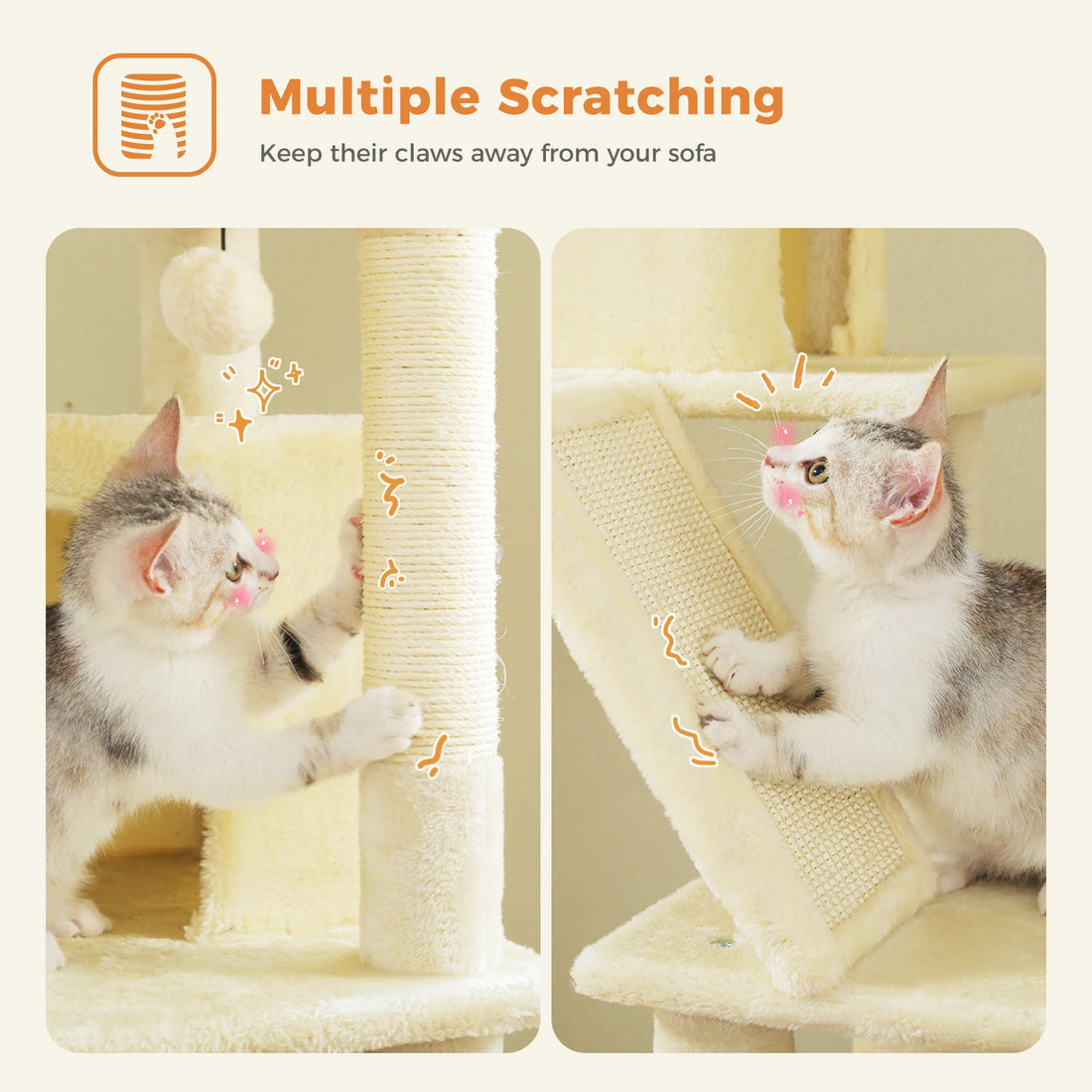 🛋️ 180cm Large Cat Tree Tower – Multi-Level Indoor Cat Furniture with Hammock, Sisal Scratching Posts & Cozy Perches