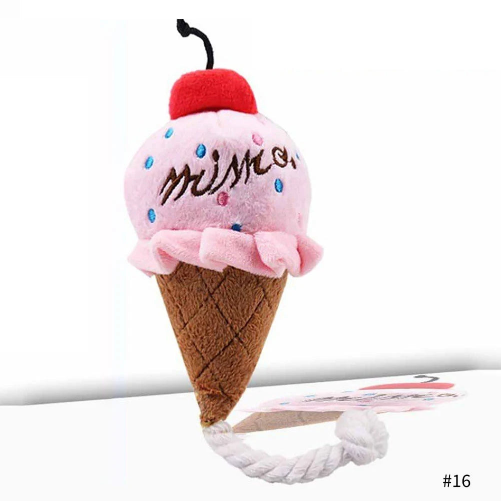 🐶 1Pc Pet Toys Fruit & Animal Cartoon Plush Squeaky Toy 🍓🐾