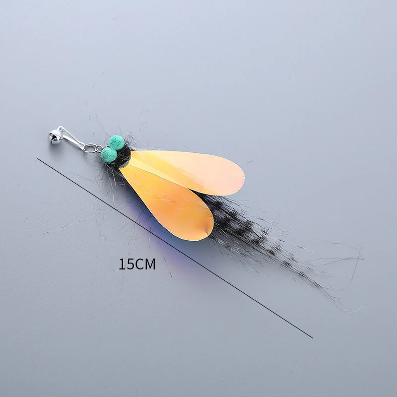 Plush Feather Bird Replacement Head for Cat Stick – Interactive Magic Wand with Bell