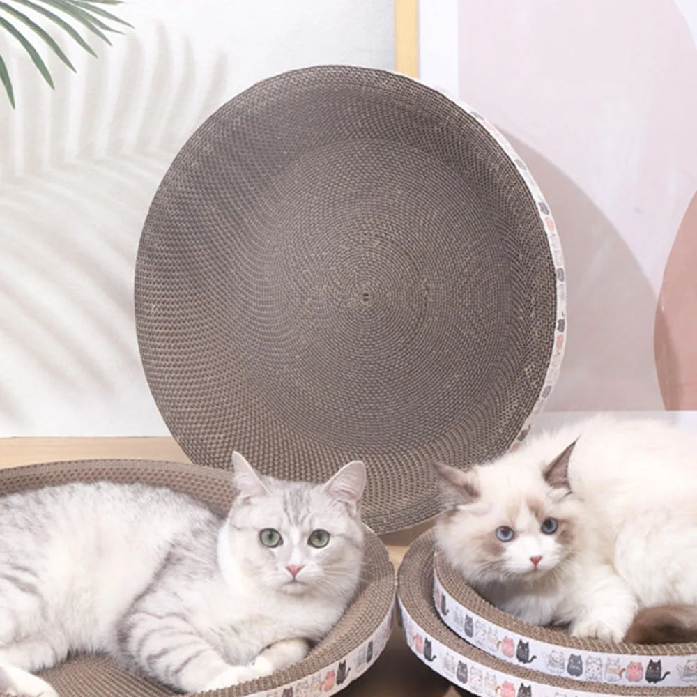 L Size Corrugated Cat Scratcher Bed – Oval Cardboard Bowl Toy with Claw Grinding Pad