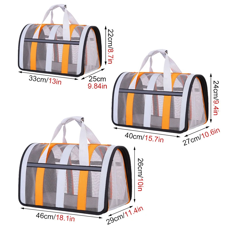 Foldable Pet Carrying Bag – Portable Mesh Handbag for Small to Medium Dogs & Cats