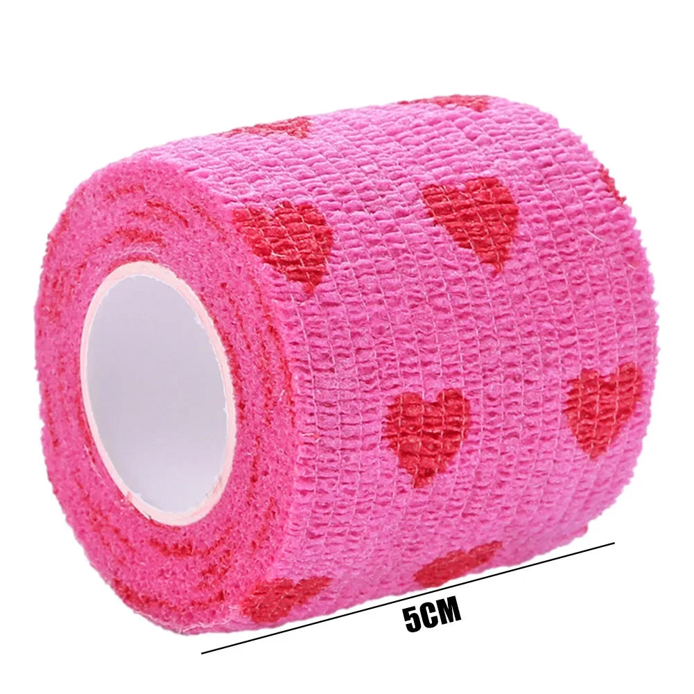 Rose Red Heart Pet Medical Bandage – Elastic First Aid Wrap for Dogs & Cats | Non-Woven Self-Adhesive Vet Tape
