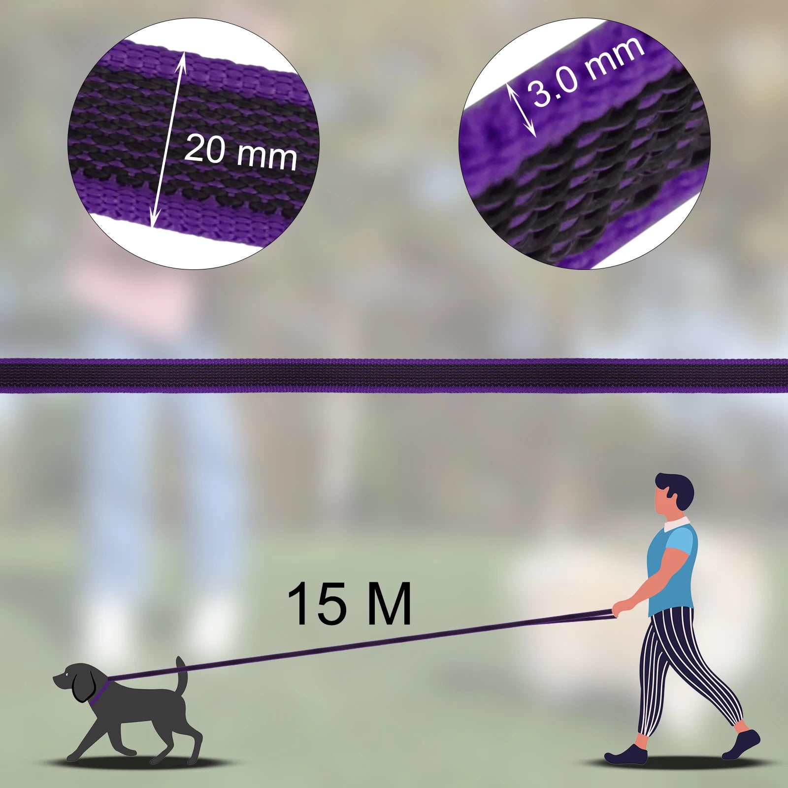 Durable Latex Silk Long Dog Leash – 1.5M to 15M Dual Color Training Lead for Small & Medium Dogs