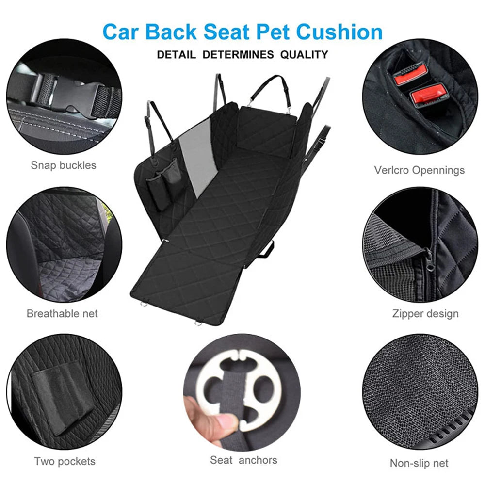 Waterproof Dog Car Seat Cover for Back Seat – Hammock Style with Mesh Window, Non-Slip, Scratch-Resistant, Universal Fit