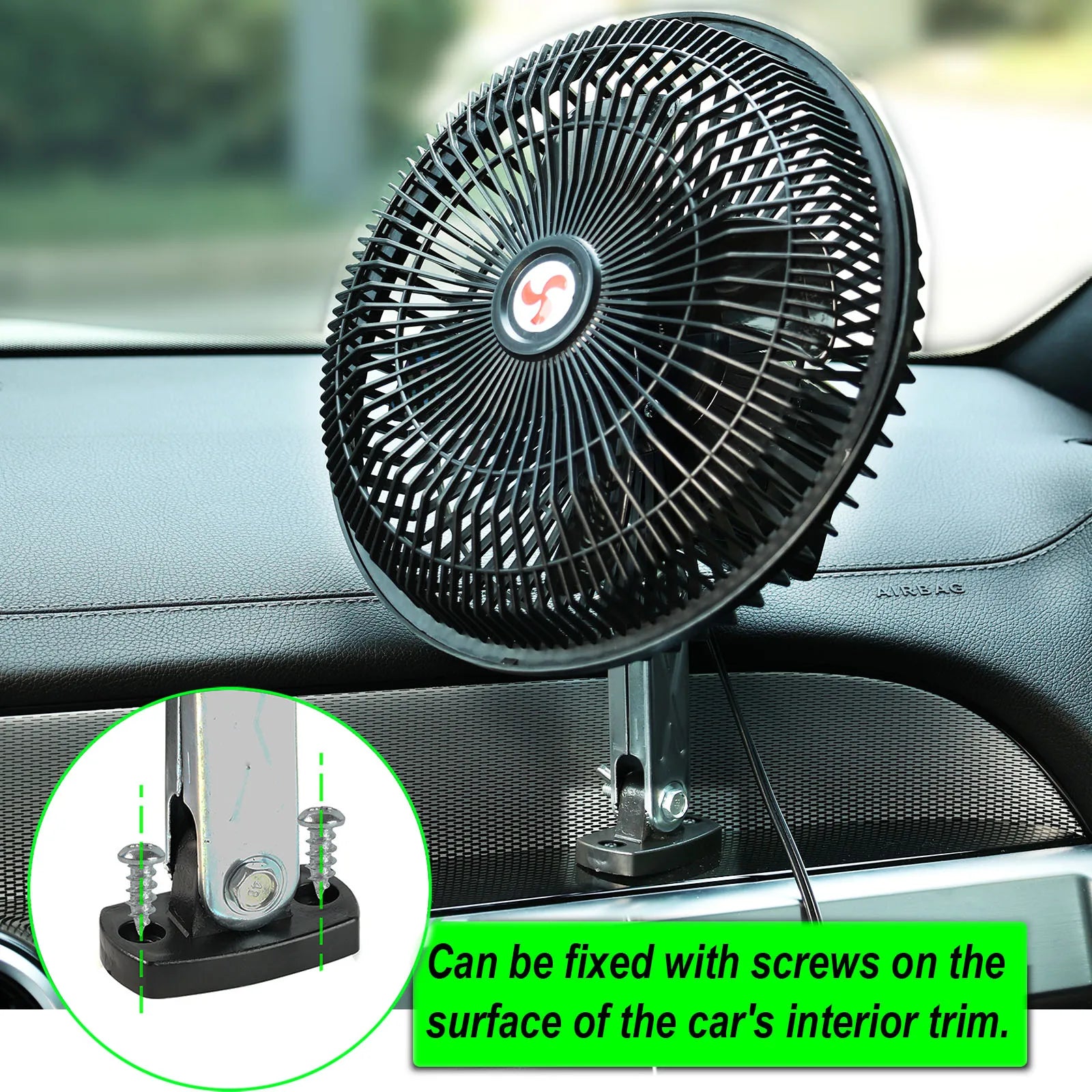 12V 8'' 360° Rotatable Car Cooling Oscillating Fan – Clip-On Ceiling Electric Travel Fan for Summer Auto Cooling