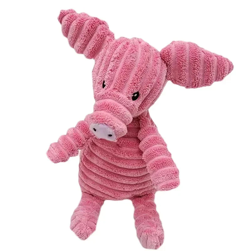 Plush Animal Squeaky Dog Toy – Bite Resistant Corduroy Chew Toy for Small & Large Dogs, Puppy Training Toy