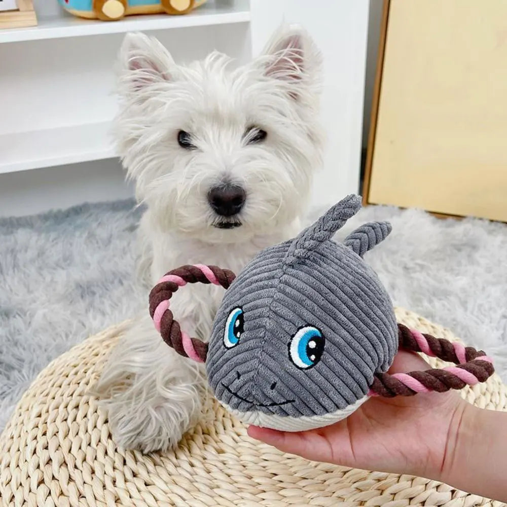 Bite-Resistant Squeaky Dog Plush Toy – Shark, Turtle, Fish Chew Toys for Puppies and Dogs