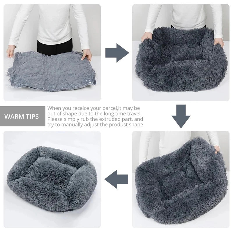 Winter Plush Rectangle Dog Bed – Warm Pet Sofa Mat for Small, Medium & Large Dogs & Cats