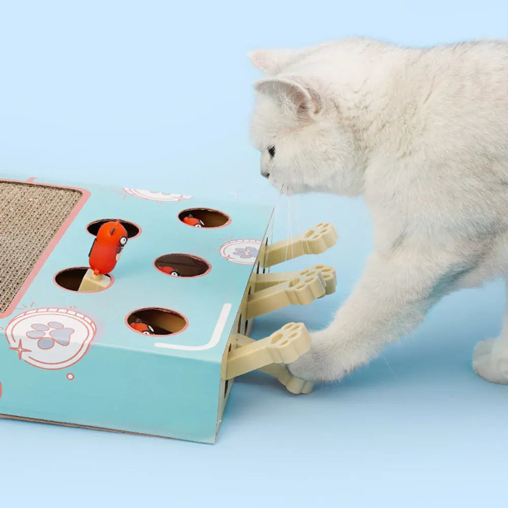 Whack-a-Mole Cat Toy – Interactive Scratching Board & Claw Grinder