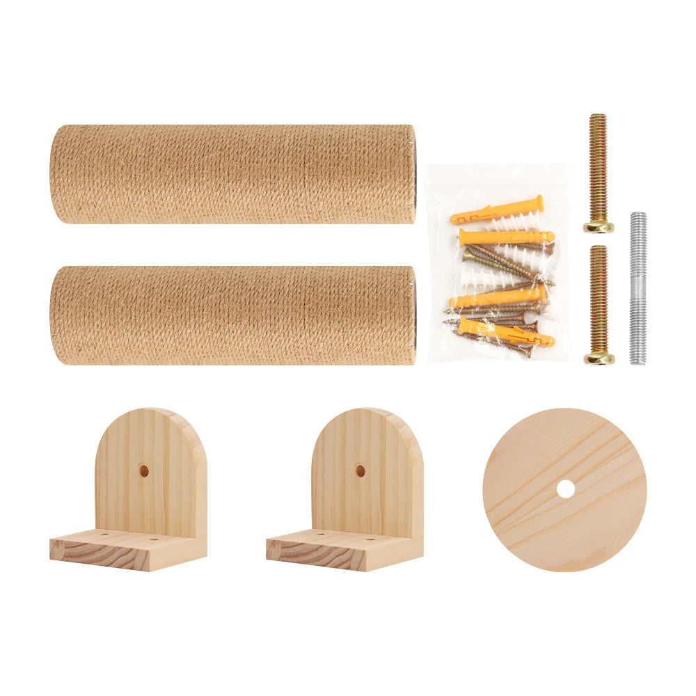 🐾 Wall-Mounted Cat Scratching Post – Wooden Kitten Tree with Thick Columns for Large Cats