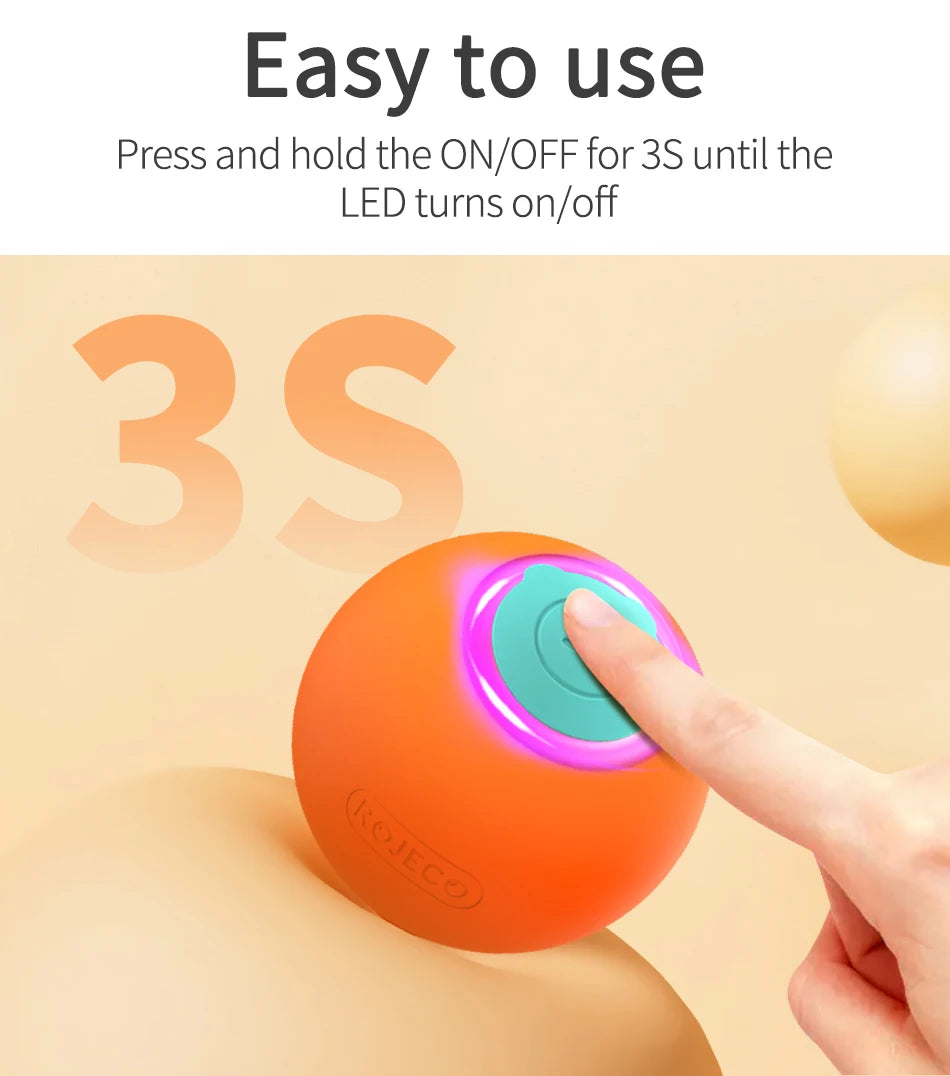 🐾 ROJECO Smart Interactive Cat Bouncing Ball – Self-Moving Electric Pet Toy for Cats & Dogs