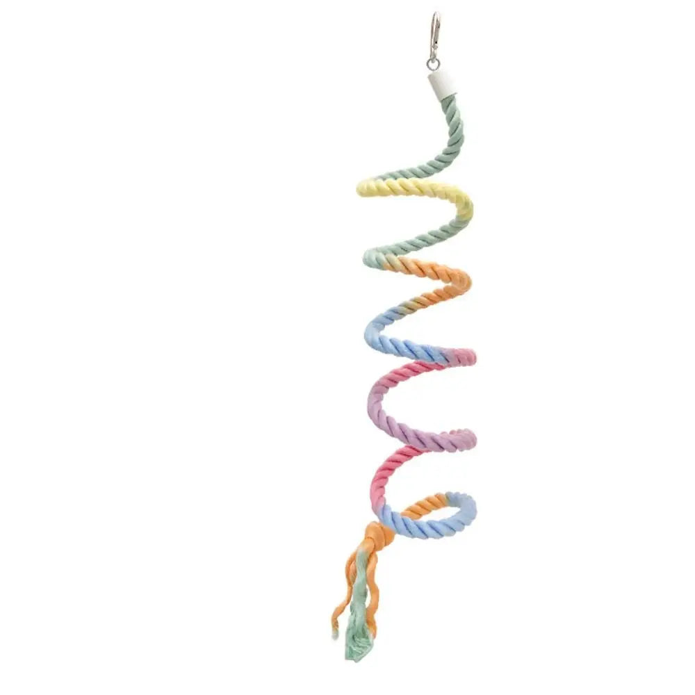 Colorful Cotton Parrot Rope Pole with Screw Clip – Rotating Bird Perch & Climbing Toy