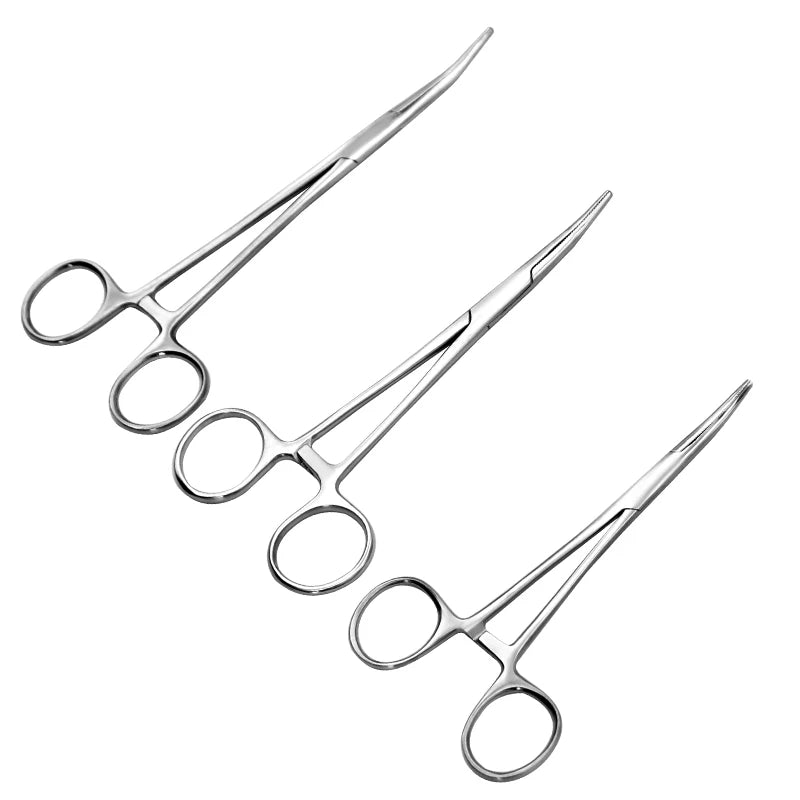 Stainless Steel Hemostatic Clamp Forceps – 18cm/16cm/14cm Straight & Curved Tips Surgical Tools