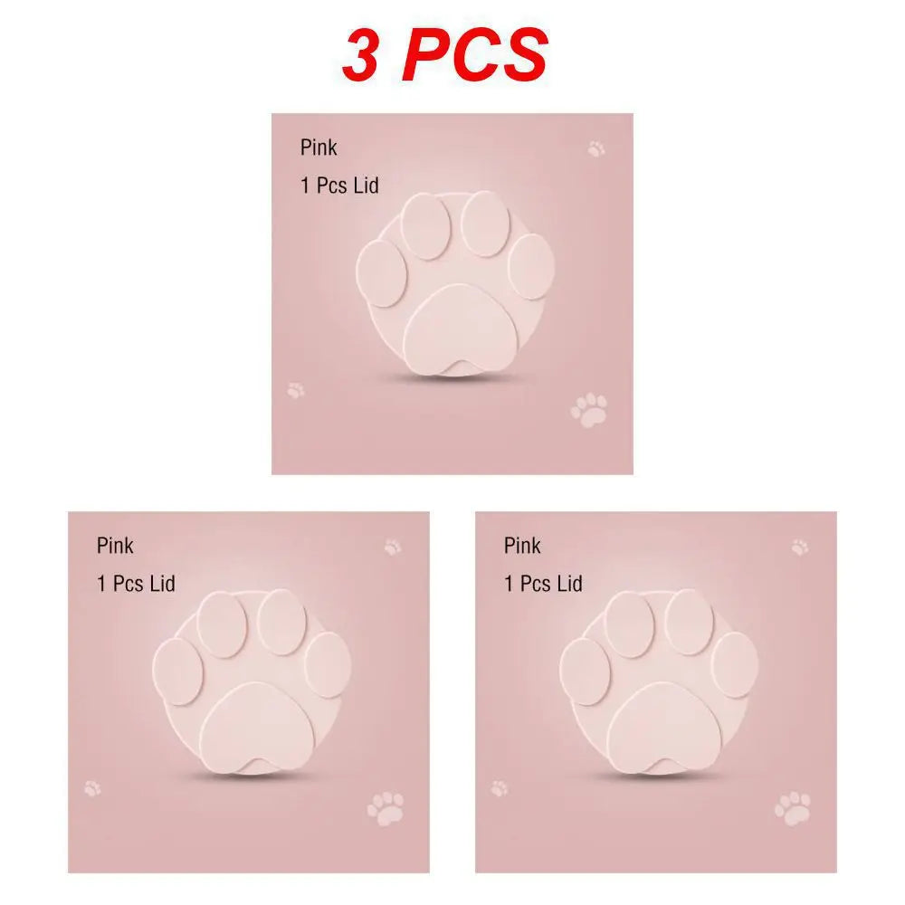 🥫 Portable Silicone Pet Can Lid with Spoon – 3-Ring Food Sealer