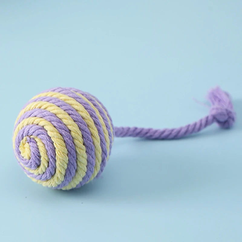 Colorful Cotton Rope Weave Ball – Interactive Teaser & Chew Toy for Cats & Dogs
