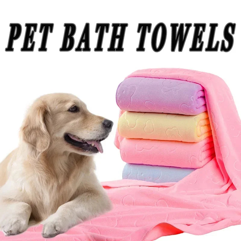 Quick-Drying Pet Bath Towel – Super Absorbent Soft Fiber Dog & Cat Towels for Grooming and Bathing