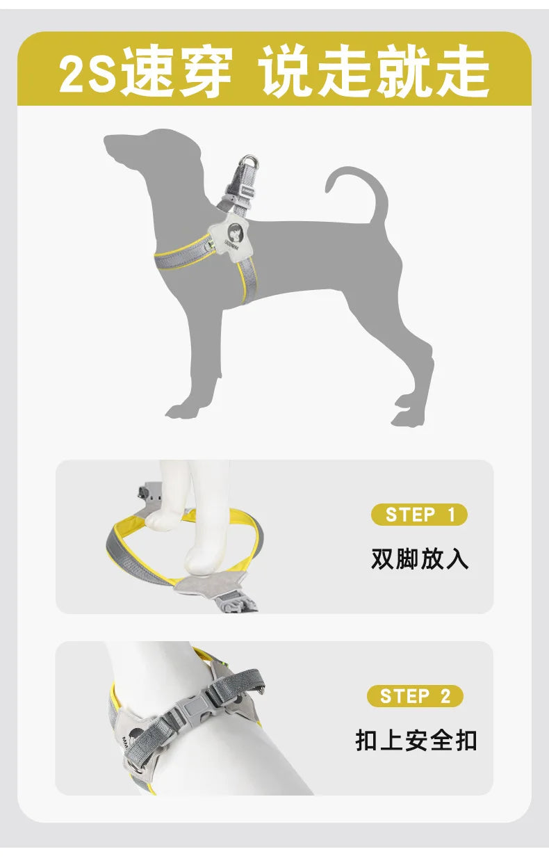 🐶 Adjustable Reflective Mesh Dog Harness – Pet Vest for Small & Large Dogs and Cats