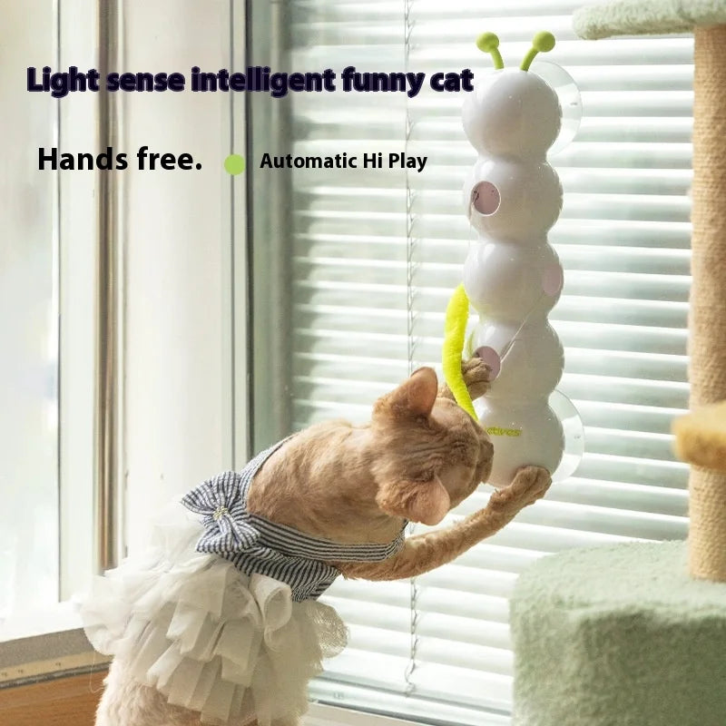 🐛 Intelligent Interactive Cat Toy – Auto Pop-Up Earthworm with Tail & Motion Activation