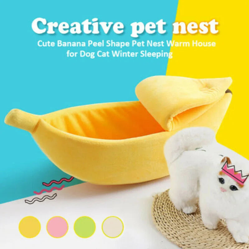 Funny Banana Cat Bed – Cozy, Cute, Warm & Portable Cat House and Dog Cushion