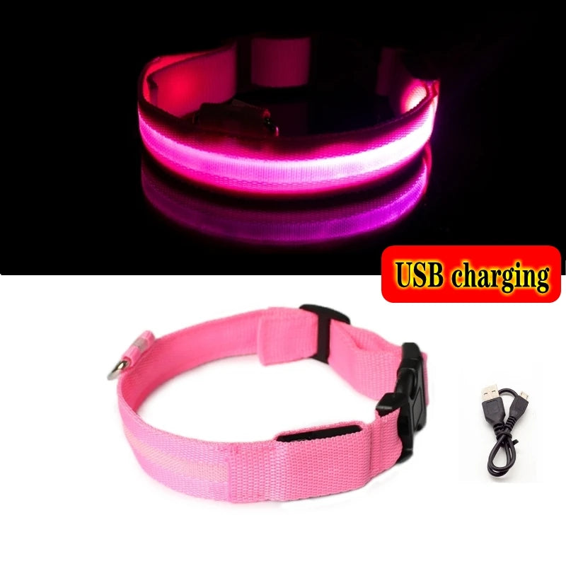 LED Dog Collar Light – USB Rechargeable/Battery Night Safety Glow Collar for Dogs & Puppies, Anti-Lost Pet Accessory