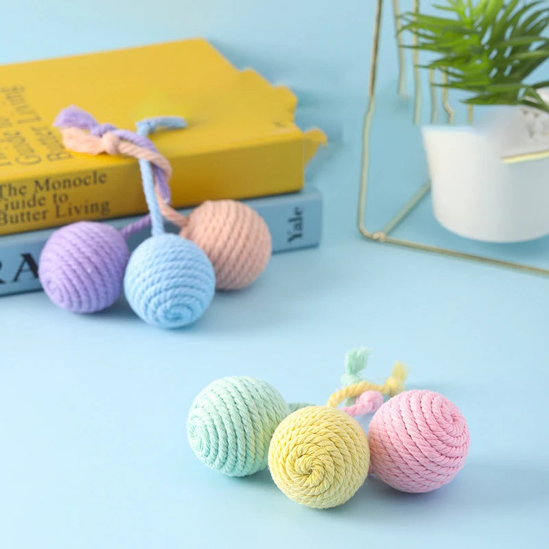 Colorful Cotton Rope Weave Ball – Interactive Teaser & Chew Toy for Cats & Dogs