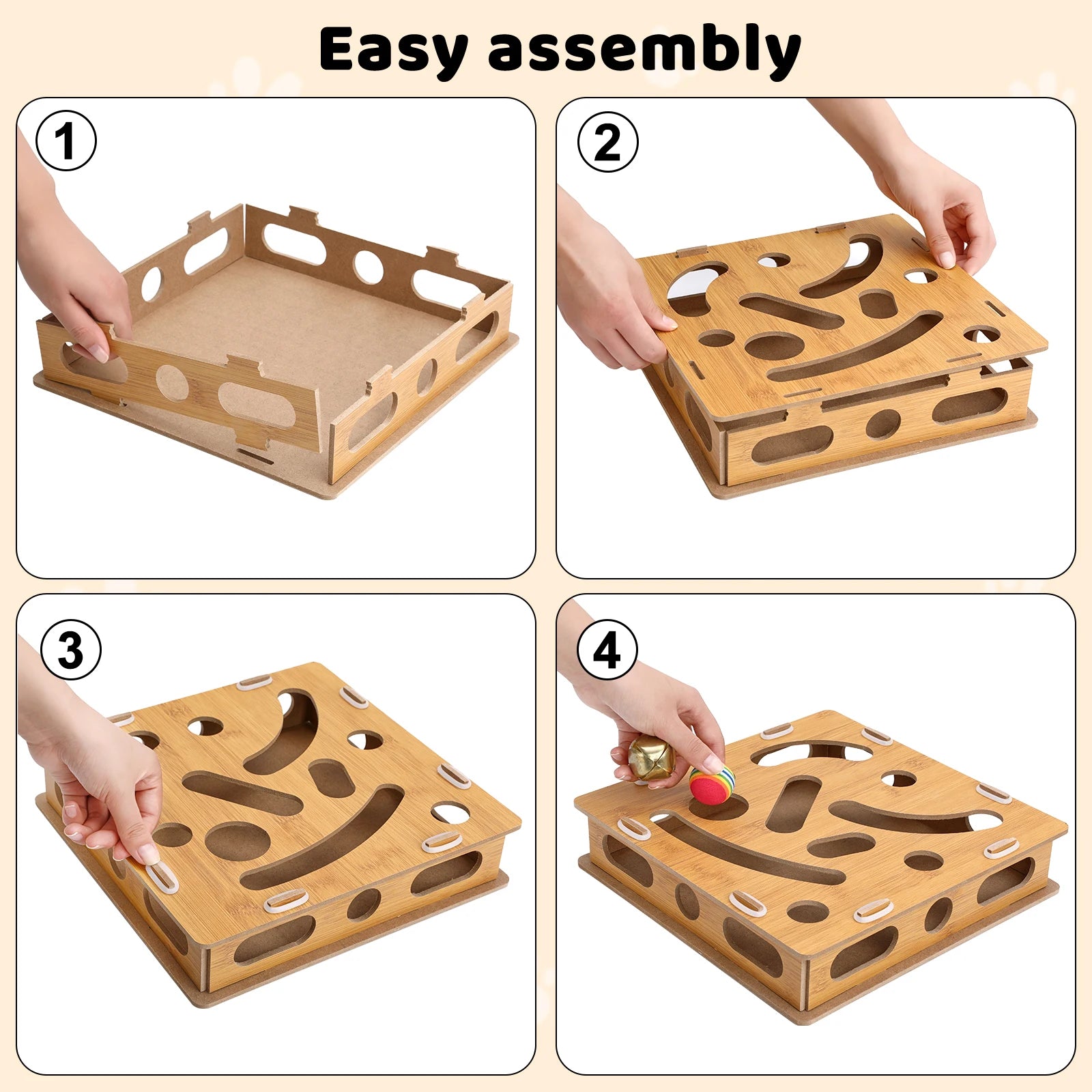Interactive Wooden Cat Puzzle Box – Treat Maze & Hide and Seek Agility Toy