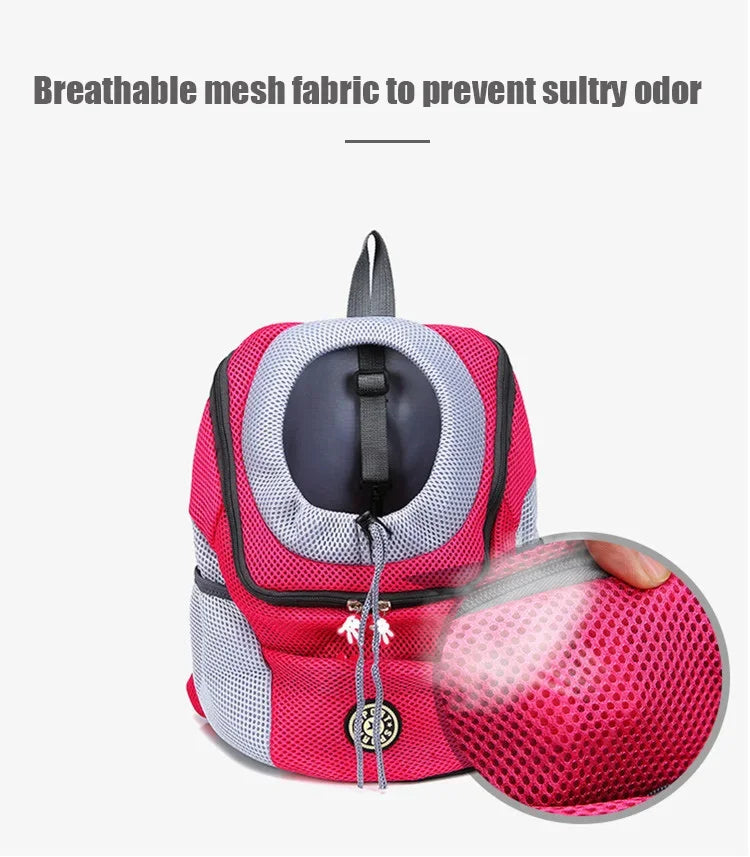 Double Shoulder Pet Carrier Backpack – Portable Mesh Dog Travel Bag for Outdoor Adventures