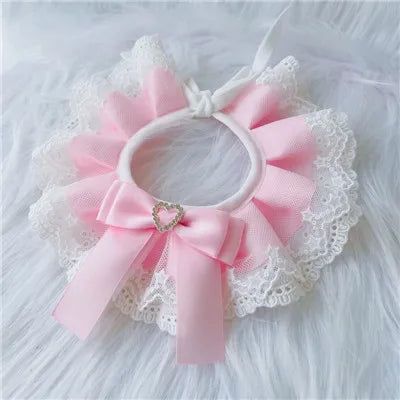 Plaid Dog Bow Bib & Bandana 🐾 Lace Collar Scarf for Pets